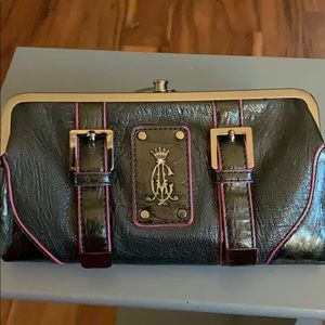 Christian Audigier black/fuchsia wallet/clutch